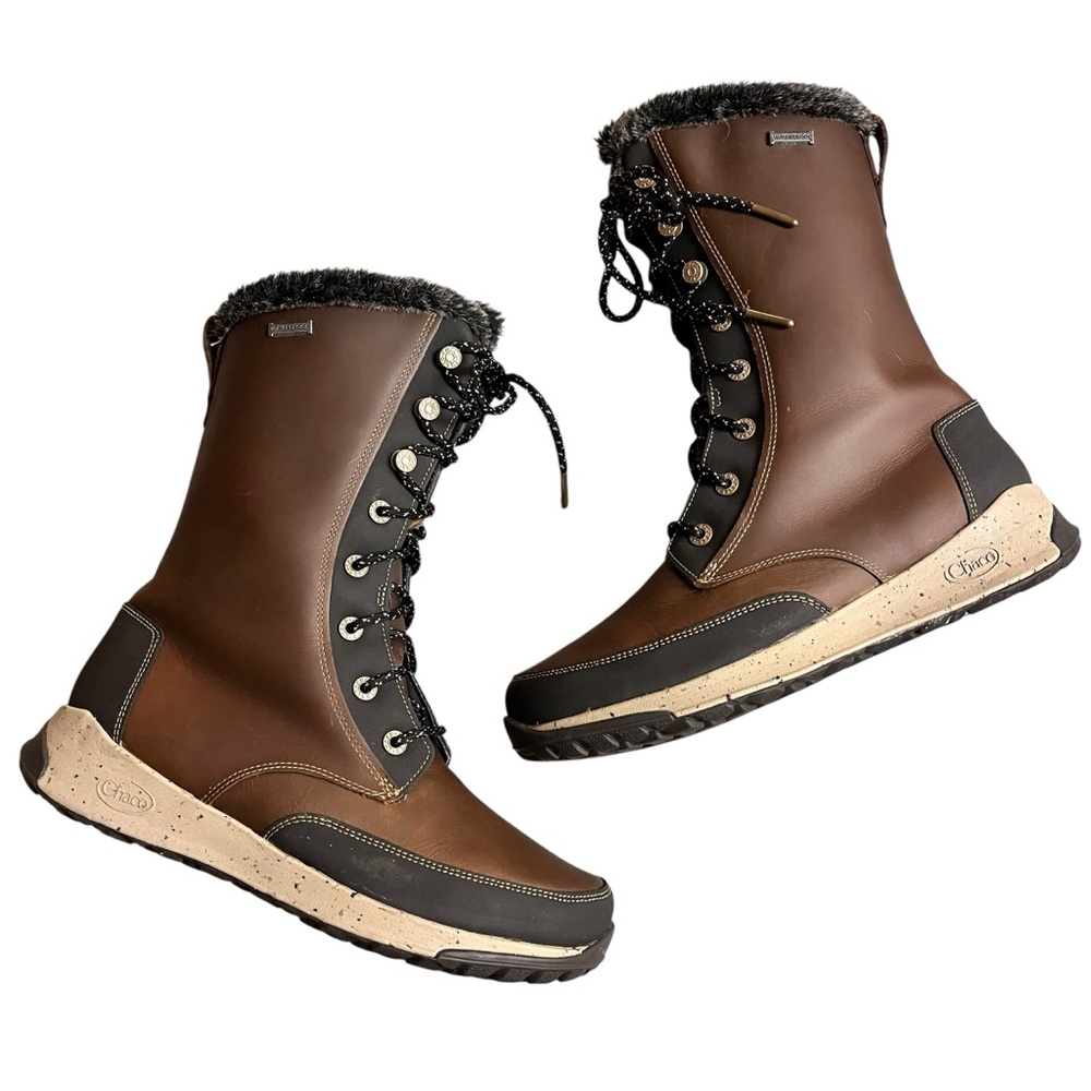 Chaco Borealis Tall Waterproof Winter Boots Womens 9.5 Brown Fur Snow Hiking